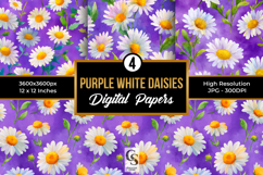 Purple White Watercolor Daisy Flower Patterns Product Image 1