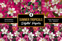 Pink Tropical Summer Flowers | Exotic Floral Pattern Product Image 1