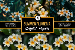 Summer Plumeria Flowers Seamless Patterns Product Image 1