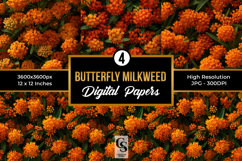 Butterfly Milkweed Flowers Seamless Patterns Product Image 1