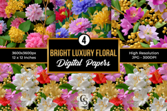 Bright Luxury Flowers Digital Paper Product Image 1