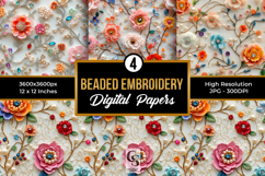 Beaded Floral Embroidery Seamless Patterns Product Image 1
