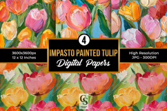 Impasto Painted Tulip Flowers Seamless Pattern Product Image 1