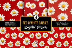 Red and White Daisy Flowers Pattern Product Image 1