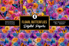 Vibrant Floral Butterfly Garden Pattern Product Image 1