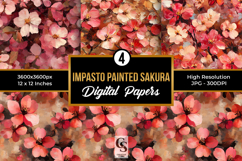 Impasto Painted Sakura Blossoms Seamless Patterns Product Image 1