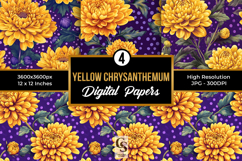 Yellow Chrysanthemum Flowers Seamless Patterns Product Image 1