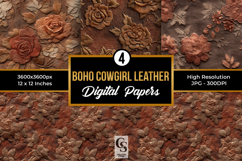 Boho Cowgirl Leather Floral Seamless Patterns Product Image 1