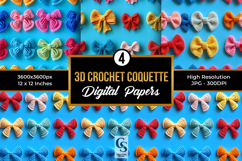 3D Crochet Coquette Bows Seamless Patterns Product Image 1
