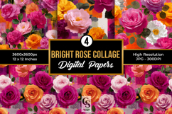 Pink Garden Roses Floral Collage Digital Paper Product Image 5
