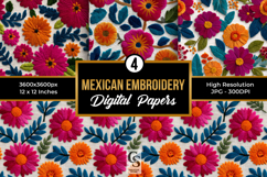 Mexican Flowers Embroidery Seamless Patterns Product Image 1