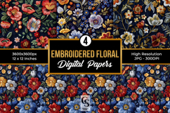 Embroidered Flowers Seamless Patterns Product Image 1