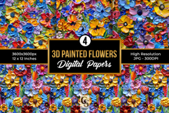 Colorful 3D Painted Flowers Seamless Patterns Product Image 1