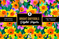 Watercolor Bright Daffodil Floral Patterns Product Image 1