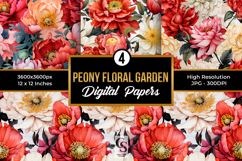 Peony Flower Garden Seamless Patterns Product Image 1