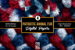 Patriotic Red Blue Animal Fur Seamless Patterns Product Image 1
