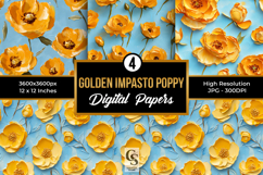 3D Impasto Painted Golden Poppies Pattern Product Image 1