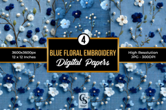 Blue Beaded Floral Embroidery Seamless Patterns Product Image 1