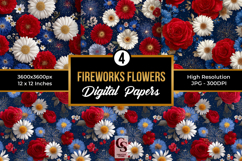 American Fireworks Flowers Seamless Patterns Product Image 1