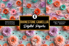 Rhinestones and Camellia Flowers Pattern Product Image 1