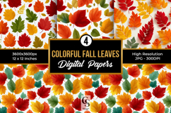Fall Colorful Leaves Seamless Patterns Product Image 1