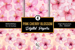 Pink Watercolor Cherry Blossom Patterns Product Image 1