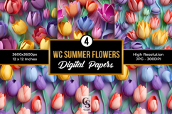 3D Clay Tulip Flowers Digital Papers Product Image 1