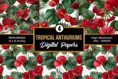 Tropical Red Anthurium Seamless Pattern Product Image 1