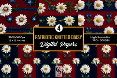 Patriotic Knitted Daisy Floral Seamless Patterns Product Image 1