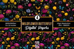 Wildflowers and Butterflies Digital Paper Product Image 1