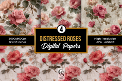 Distressed Rose Flowers Seamless Patterns Product Image 1