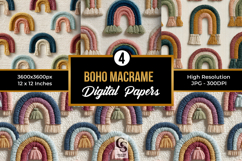 Boho Rainbow Macrame Seamless Patterns Product Image 1