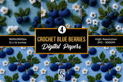 Crochet Floral Blue Berries Seamless Patterns Product Image 1