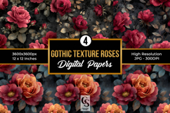 Gothic Textured Rose Flowers Seamless Patterns Product Image 1