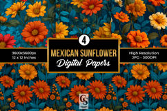 Mexican Sunflowers Seamless Patterns Product Image 1
