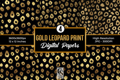 Black &amp; Gold Leopard Print Digital Paper Product Image 1