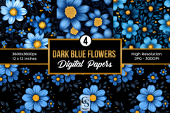 Dark Blue Flowers Seamless Patterns Product Image 1