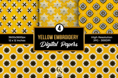Yellow white embroidery Seamless Patterns Product Image 1