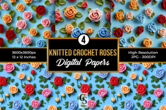 Colorful 3d crochet roses Seamless Patterns Product Image 1