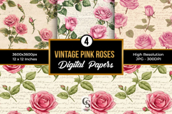 Vintage Pink Roses Seamless Patterns Product Image 1