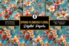 Spring Plumeria Flowers Pattern | Fresh Tropical Florals Product Image 1