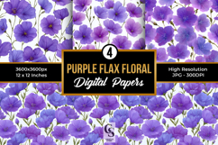 Purple Flax Flowers Digital Paper Product Image 1