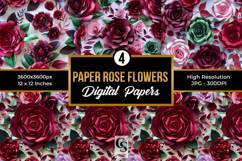 Paper Rose Flowers Seamless Patterns Product Image 1