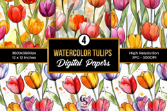 Vibrant Watercolor Painted Tulip Pattern Product Image 1