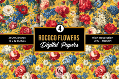 Summer Rococo Flowers Digital Paper Product Image 1