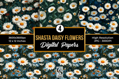 Shasta Daisy Flowers Seamless Patterns Product Image 1