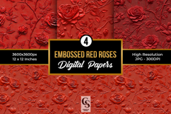 Red embossed roses Seamless Patterns Product Image 1