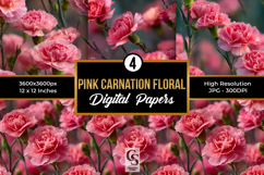 Pink Carnation Flowers Digital Papers Product Image 1