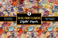 3D Oil Painted Flowers Patterns Product Image 1