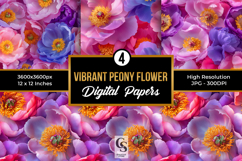 Vibrant bold peony flowers Seamless Pattern Product Image 1